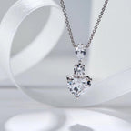 HEART WATER SILVER DIAMOND PAVED NECKLACE