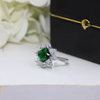 GRA SILVER GREEN DIAMOND RING