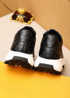 LV HIGH-END CLASSIC BLACK AND WHITE SUEDE MEN'S SHOES
