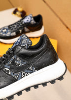 LV HIGH-END CLASSIC BLACK AND WHITE SUEDE MEN'S SHOES