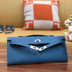HM Kelly Cut 31cm Blue Swift Leather Shw