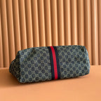 Gucci Giglio Large Tote Bag Blue and Red Denim