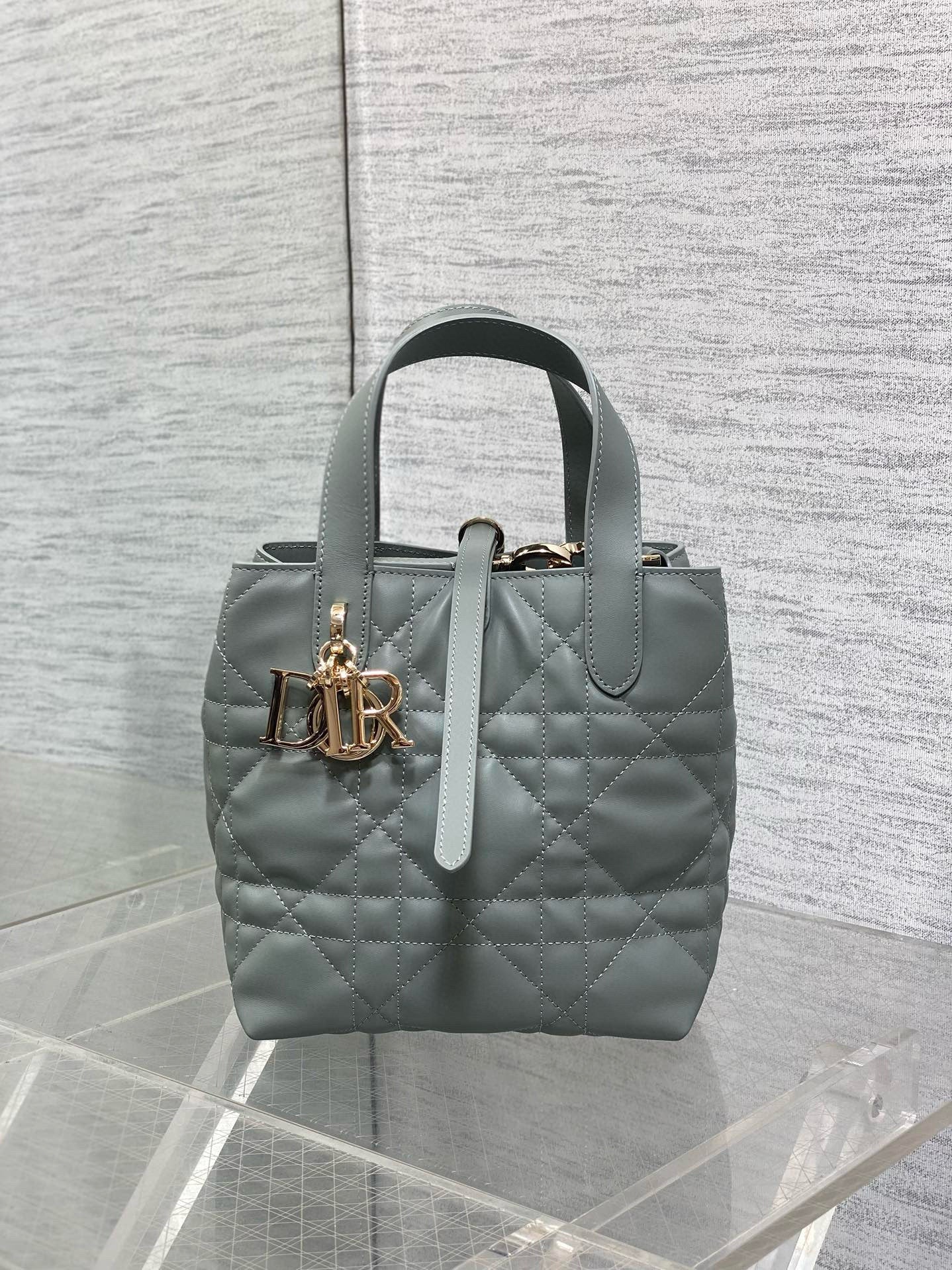 CD Small Toujours Vertical 18cm ROck Gray Calfskin