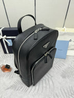 Prada Triangle-Logo Zipped Backpack Black Saffiano leather