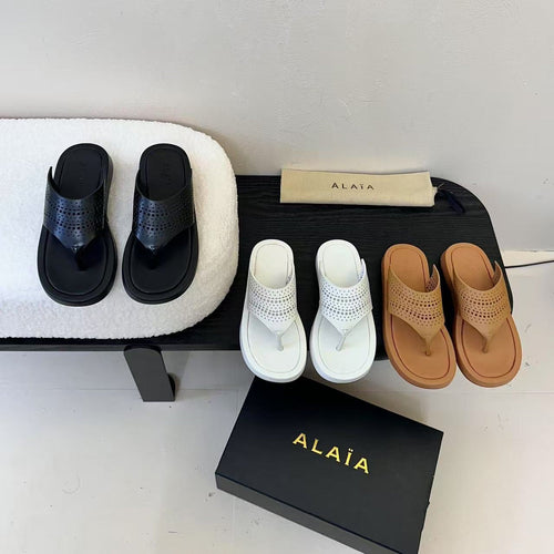 Alaïa Mid-Heel Plastron Platform Sandals Buffed Nappa Leather