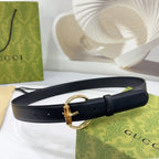 GG BELT CASUAL SQUARE BUCKLE 30MM BLACK LEATHER