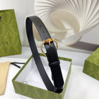GG BELT CASUAL SQUARE BUCKLE 30MM BLACK LEATHER