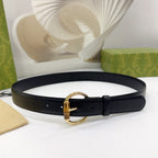 GG BELT CASUAL SQUARE BUCKLE 30MM BLACK LEATHER