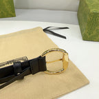 GG BELT CASUAL SQUARE BUCKLE 30MM BLACK LEATHER