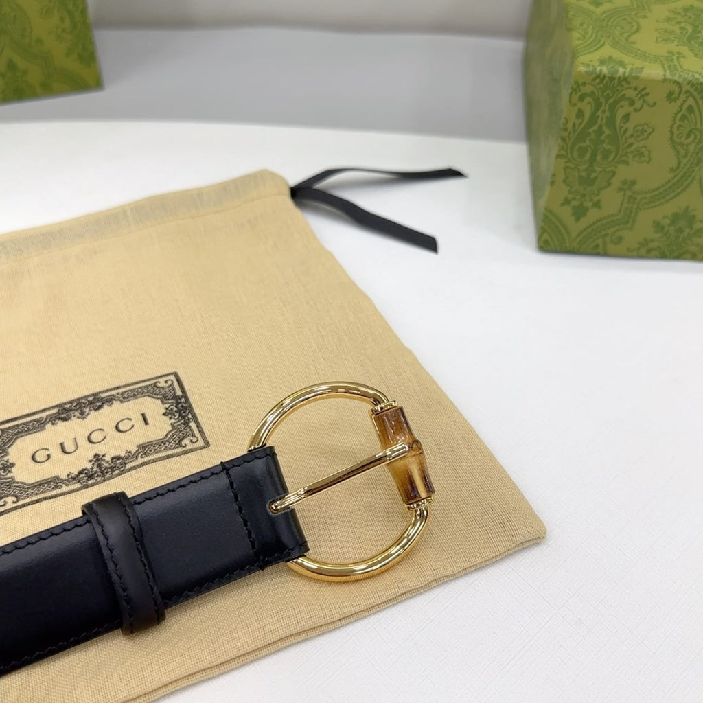 GG BELT CASUAL SQUARE BUCKLE 30MM BLACK LEATHER