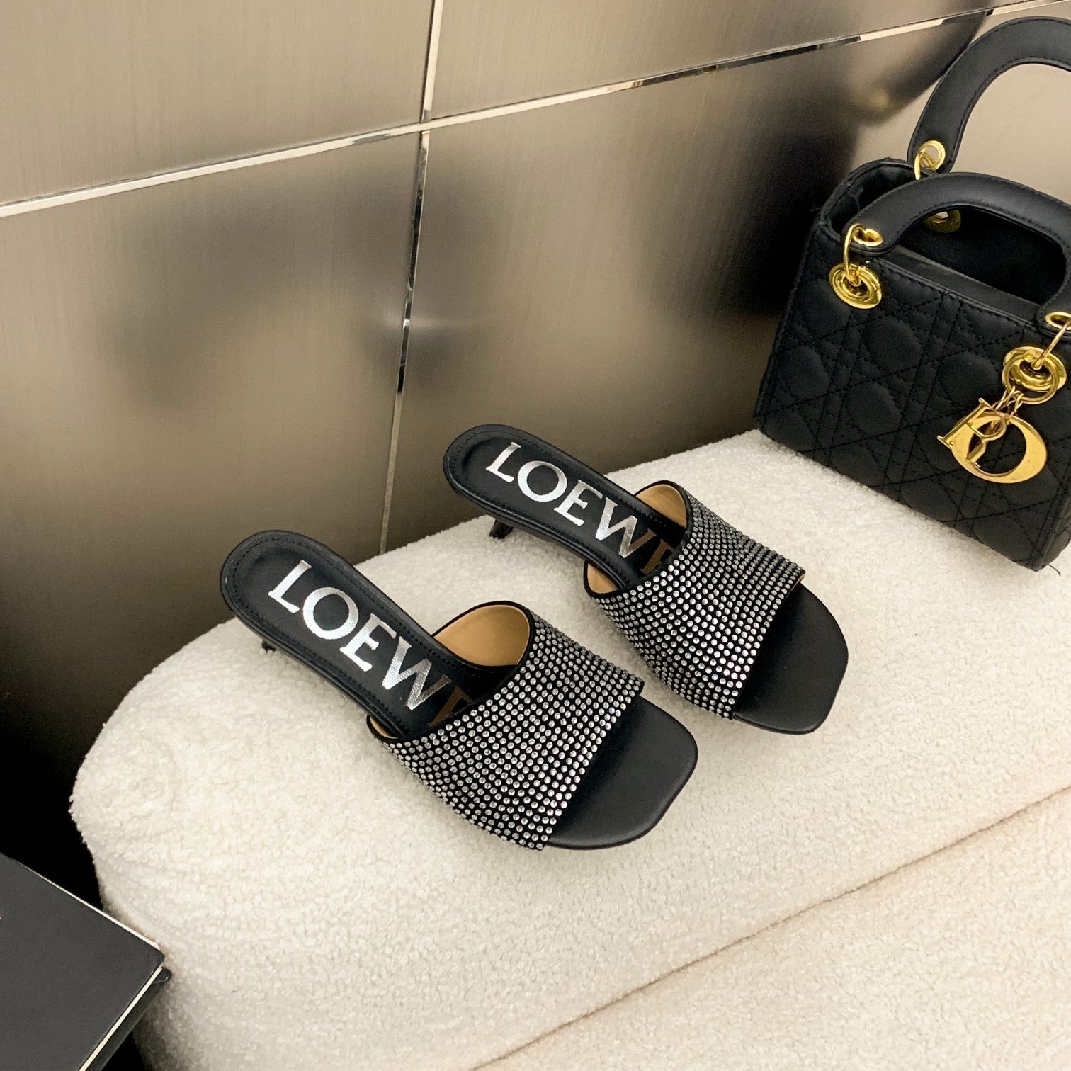 Loewe Petal Mule Multicolor Sheep and Diamond 246563