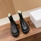 The Row Zipped Flatform Ankle Boots 40mm Black Leather