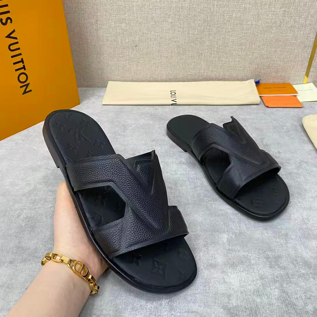 LV Oasis Mule Black Calfskin Monogram Embossed Canvas