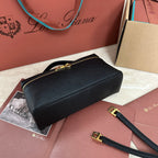 EXTRA POCKET L19 IN BLACK OSTRICH WITH GOLD HARDWARE