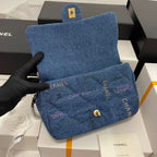 CC 22P Flap Bag Blue Denim