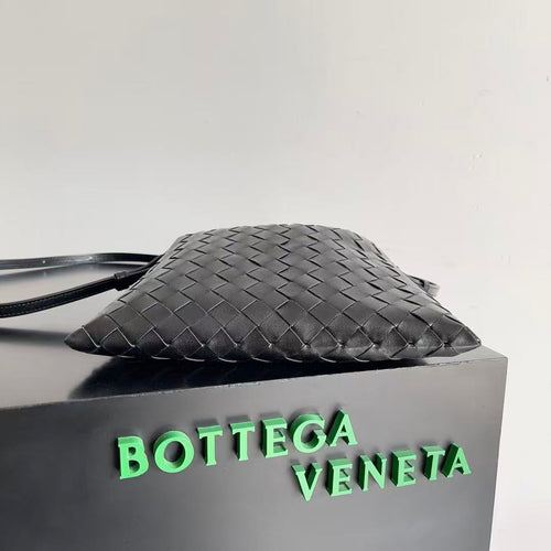 BV Mini Hop Hobo Bag Black Intrecciato Calfskin