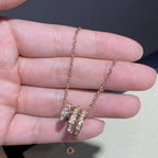 SERPENTI PINK GOLD NECKLACE DOUBLE RING DIAMOND