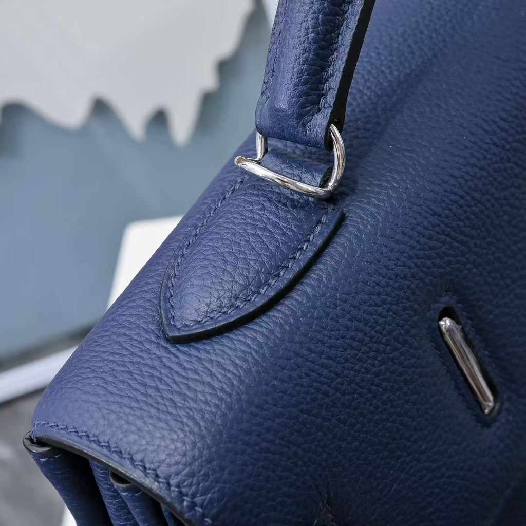 HM Kelly 42cm For Men Navy Blue Togo Leather Sliver Hardware (Need 25 days to produce)