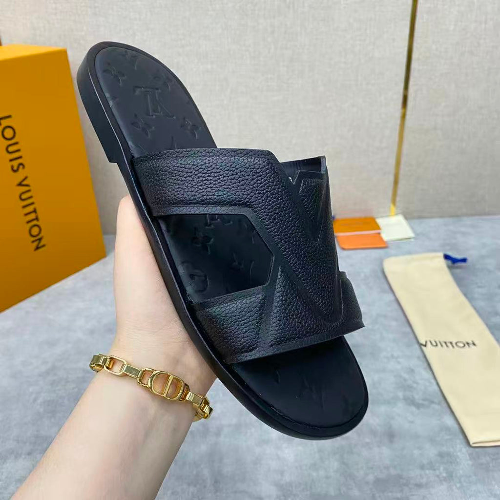 LV Oasis Mule Black Calfskin Monogram Embossed Canvas