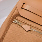 HM Mini Herbag Gold Buckle 20 Straw Canvas and Hunter Cowhide