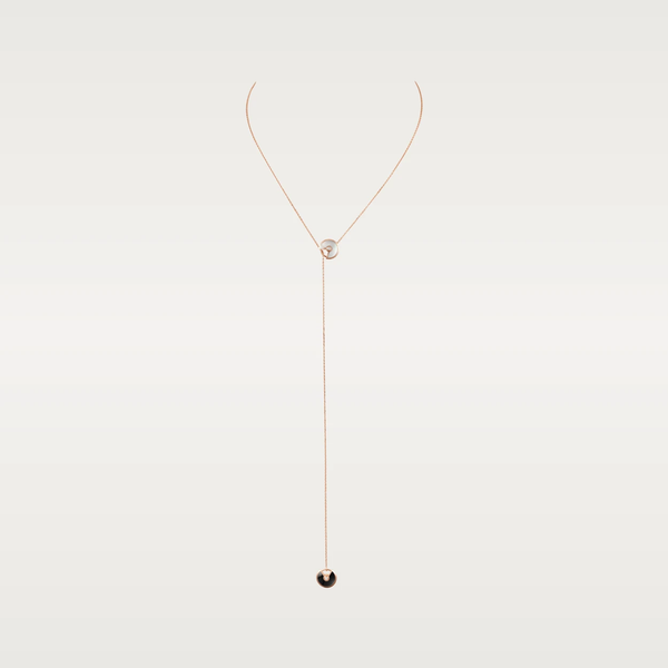 DOUBLE AMULETTE PINK GOLD ONYX MOP NECKLACE