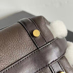 BV Wallace Mini Bag Brown White Lamb Fur Leather