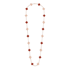 CLOVER 20 MOTIF CARNELIAN 86CM NECKLACE