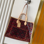 LV x TM OnTheGo GM Brown Beige Monogram Cherry Crystal & Cowhide