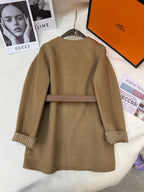 Prada 25 Mid-length Coat Camel Wool 637360