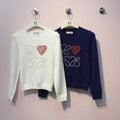 Loewe 2025 White and Blue Beaded Logo Sweater Wool Cashmere 314435
