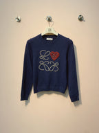 Loewe 2025 White and Blue Beaded Logo Sweater Wool Cashmere 314435