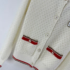 Chanel 2025 Long-sleeved Cardigan Cream and Black Cotton Cashmere 325737
