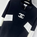 Chanel 2025 Long-sleeved Shirt Black and White Wool 329217