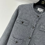 Chanel 2025 Cardigan Grey and Olive Brown Wool 329282