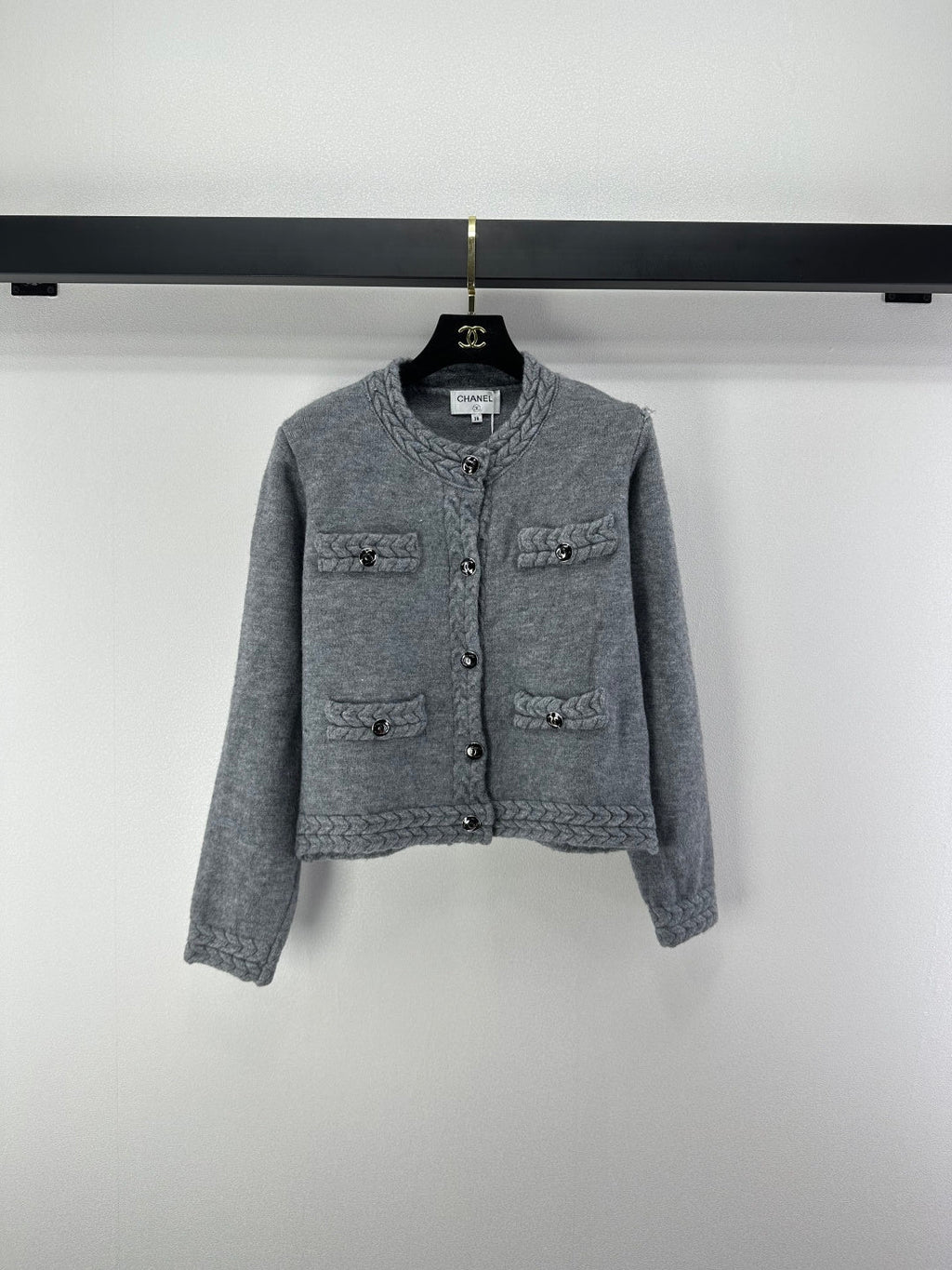 Chanel 2025 Cardigan Grey and Olive Brown Wool 329282