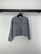 Chanel 2025 Cardigan Grey and Olive Brown Wool 329282
