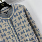 Chanel 2025 Bow And Double C Logo Cardigan Cashmere 329237