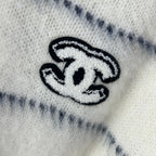 Chanel 2025 Fuzzy Striped Sweater Blue and White Wool 329253