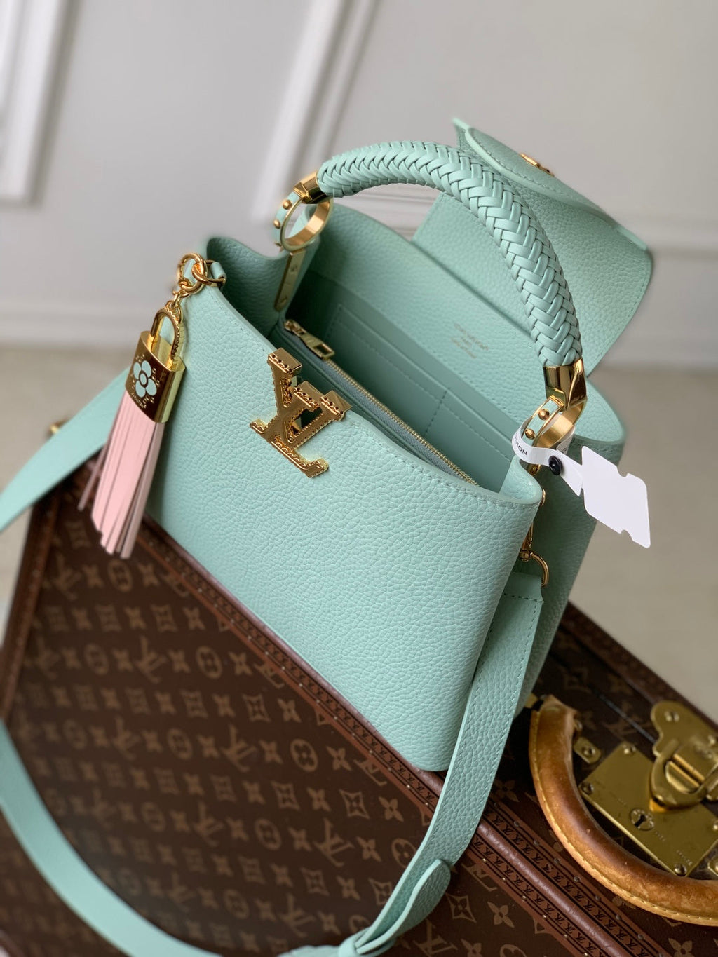 LV 2025 Capucines BB Bag Mint Green Taurillon Leather 347420
