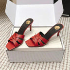 YSL 26ss High-Heeled Slippers 75 Calfskin