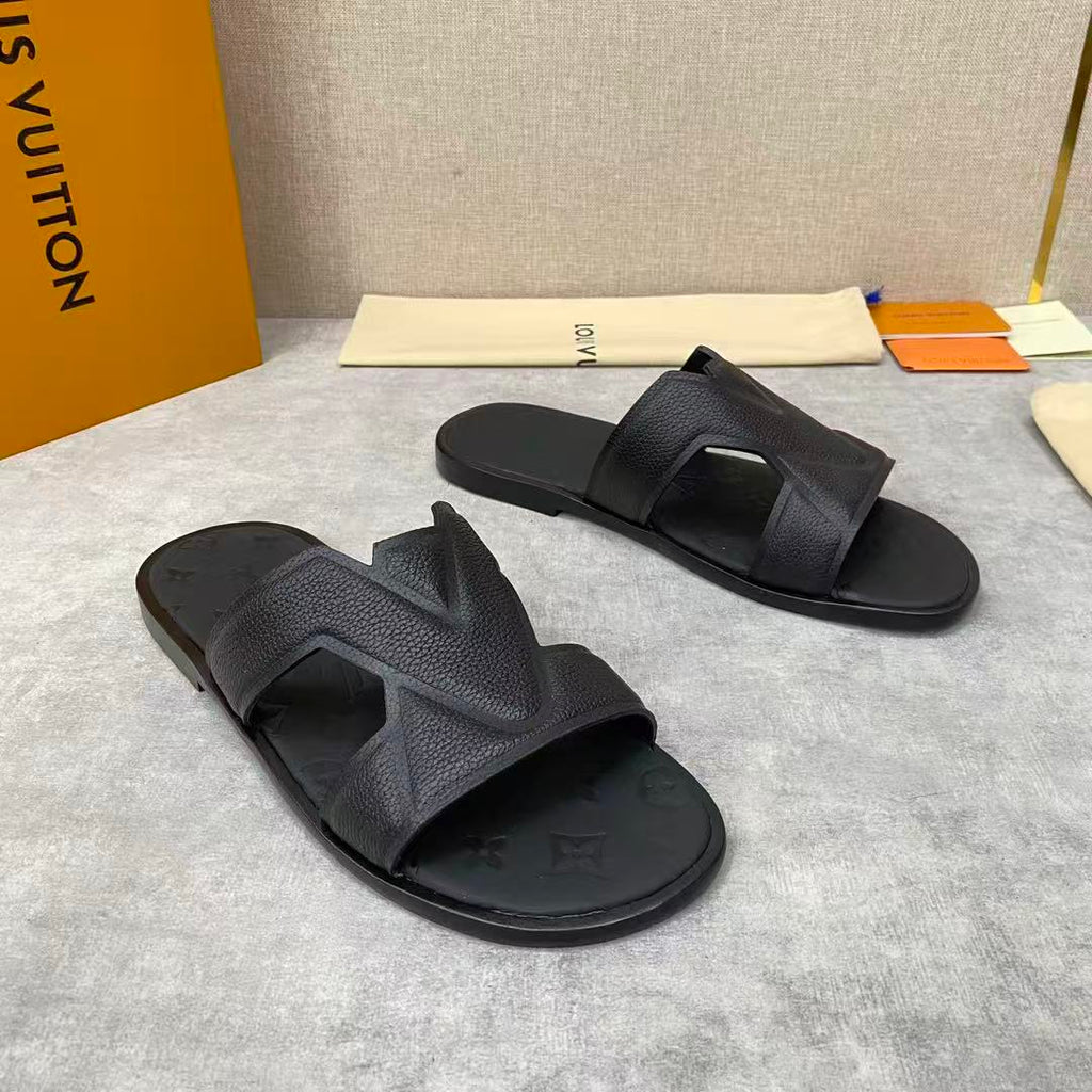 LV Oasis Mule Black Calfskin Monogram Embossed Canvas