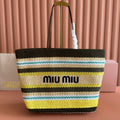 Miu Tote Bag 40cm Raffia-Effect Woven