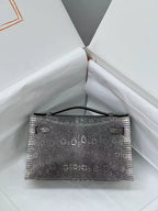 HM Kelly 22cm Black White Pochette Lizard