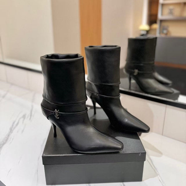 YSL Niki Ankle Boot 90mm Black Leather