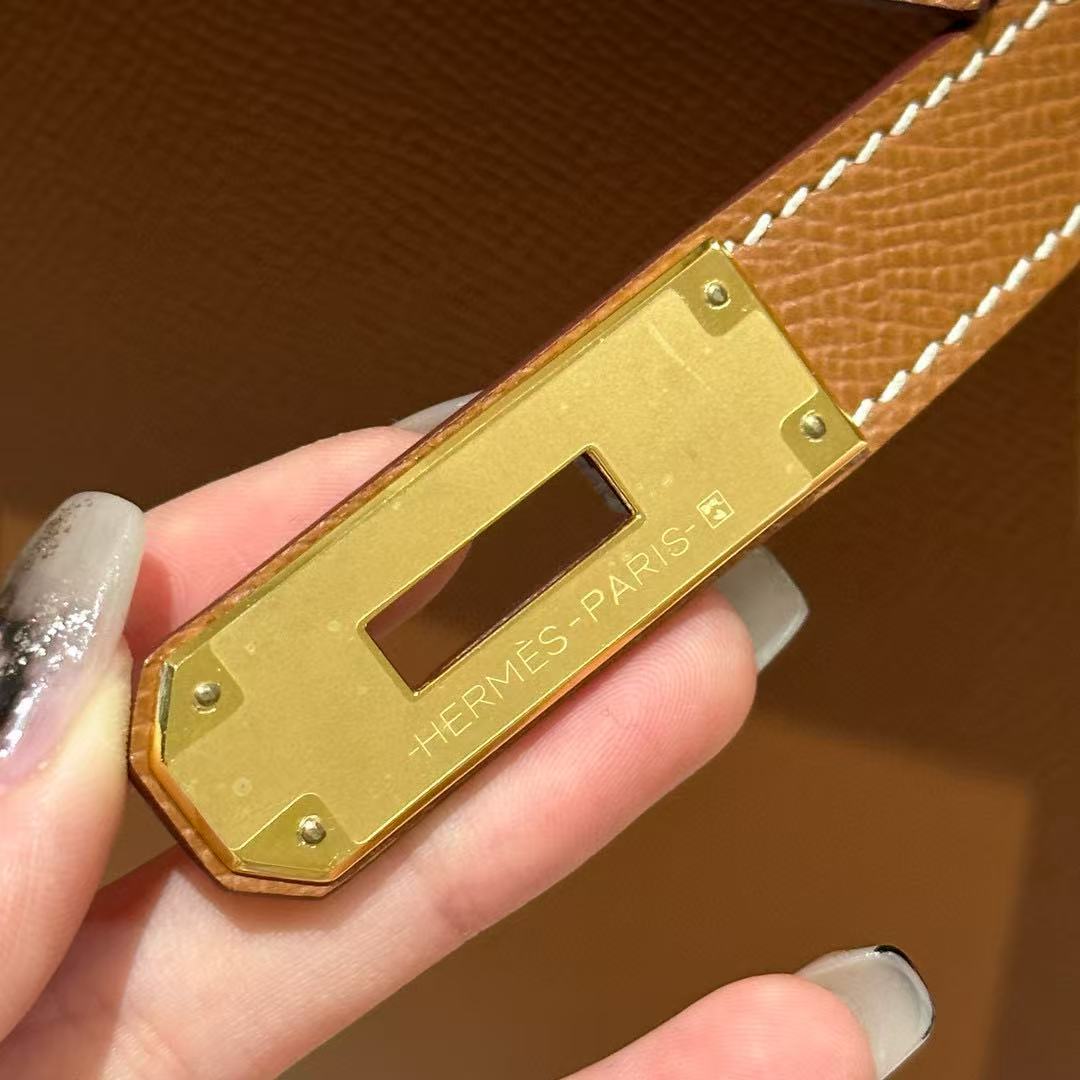 HM Mini Kelly 28cm Caramel Coating Togo Leather Gold Hardware