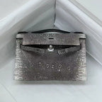HM Kelly 22cm Black White Pochette Lizard