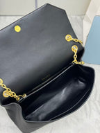 Prada Doux Medium Leather Shoulder Bag Black Calfskin