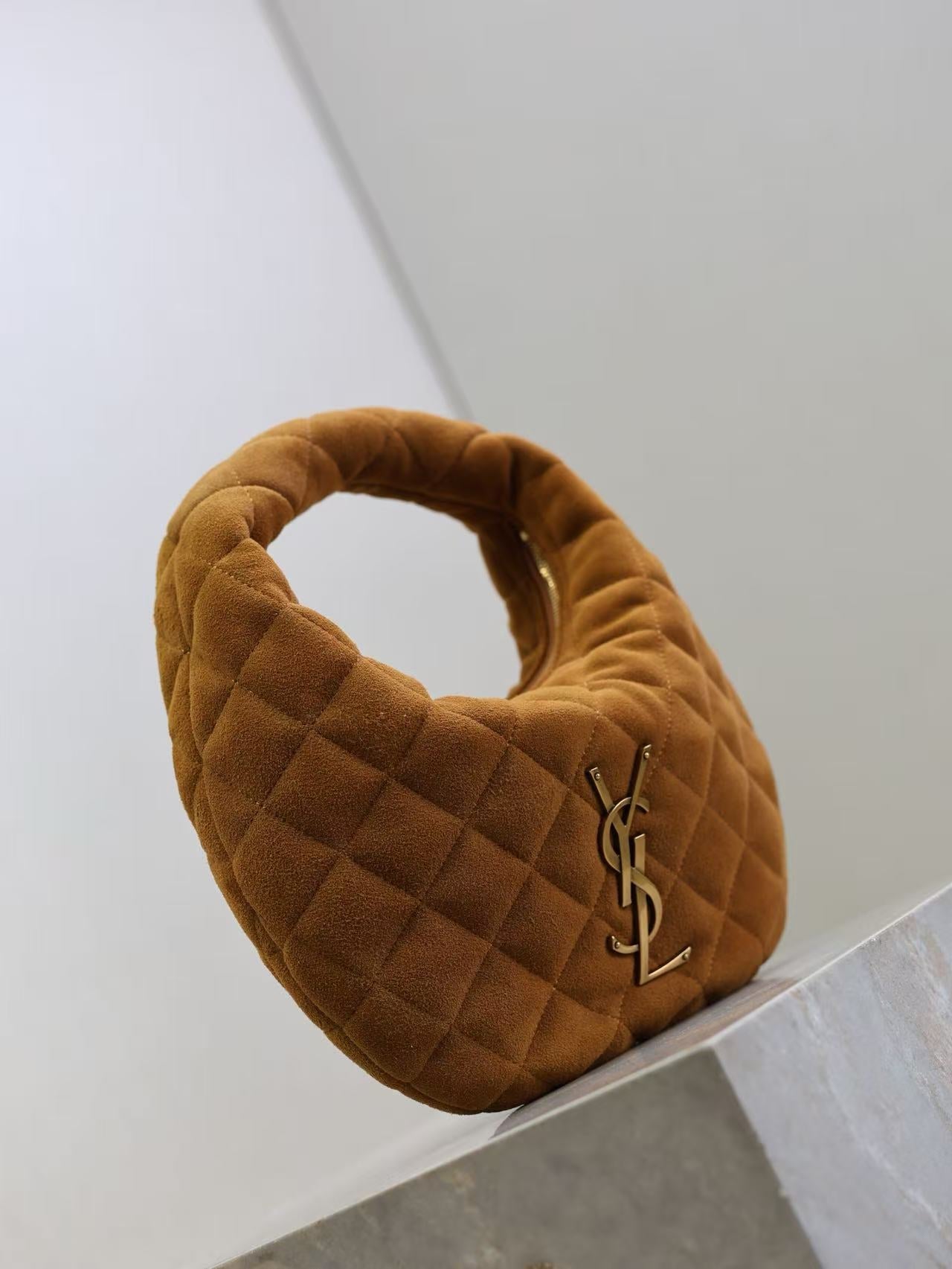 YSL Icarino Bag 17cm Brown Suede