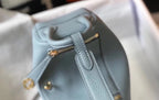 HM Mini Lindy 20cm Blue Lin Clemence Leather