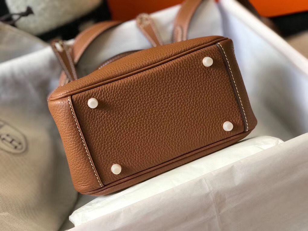 HM Mini Lindy 20cm Gold Clemence Leather